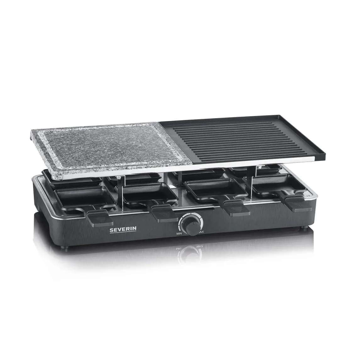 Severin RG 2376 raclette kombi grill/stein 8 panner, Svart
