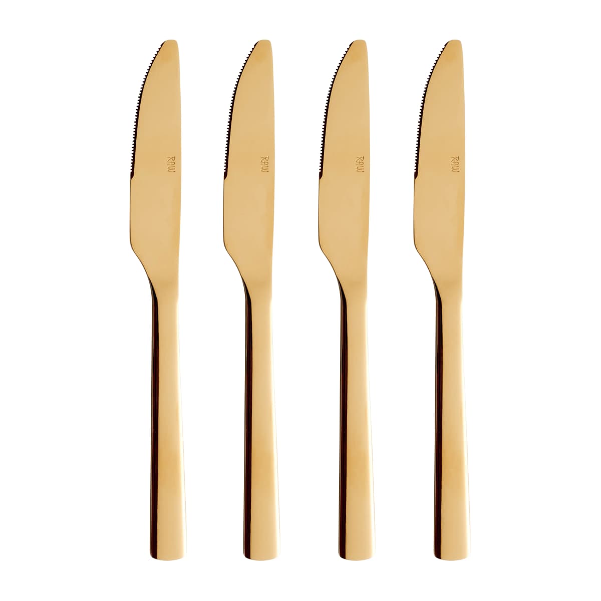 Raw spisekniv 4-pakning, Gull