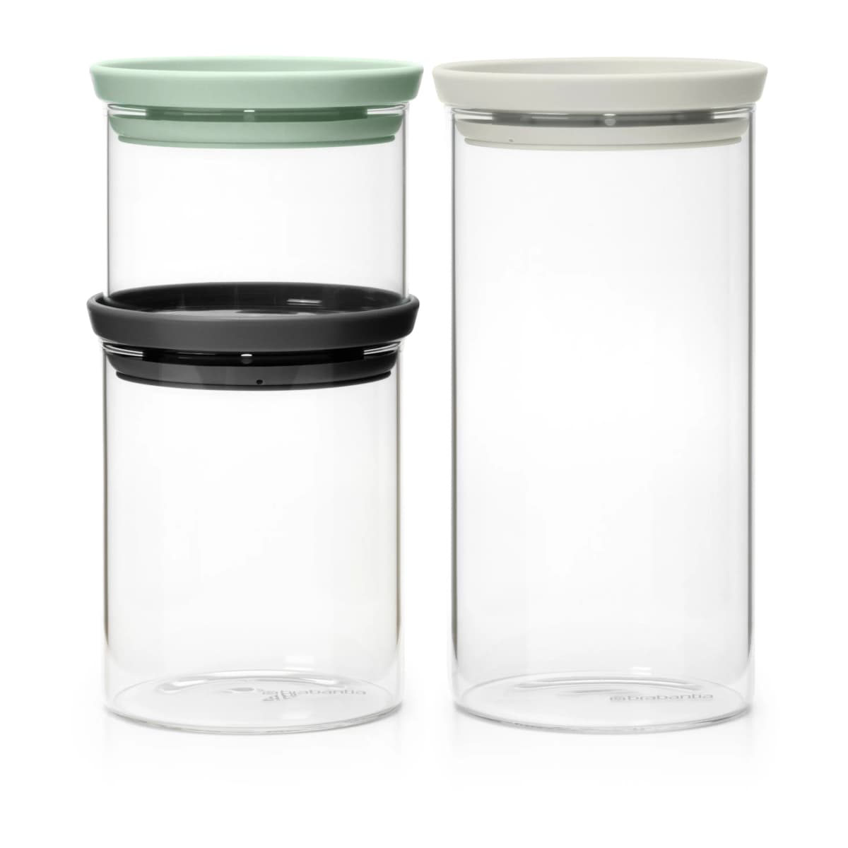 Brabantia glassboks 3-pakn., Svart-grå-grønn