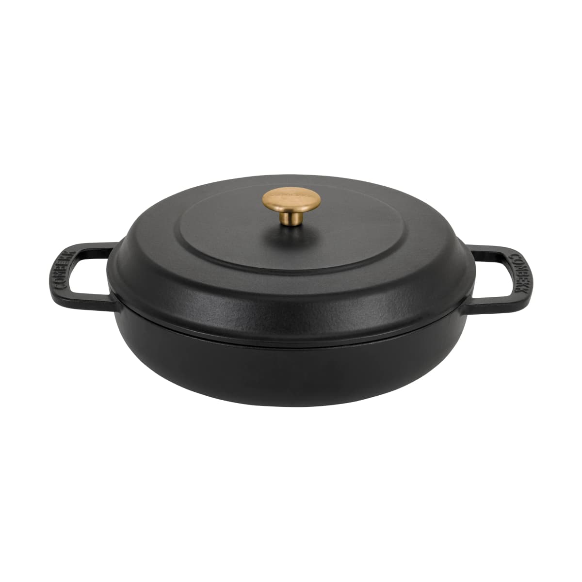 Combekk Enameled traktørpanne støpejern Ø28 cm, Black-gold knob