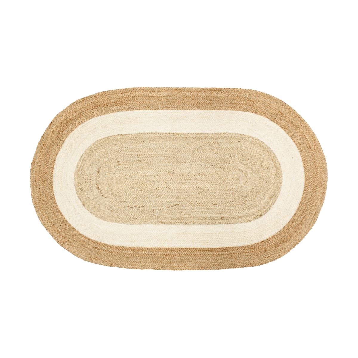 Elin striped oval juteteppe 92 x 150 cm, Naturlig