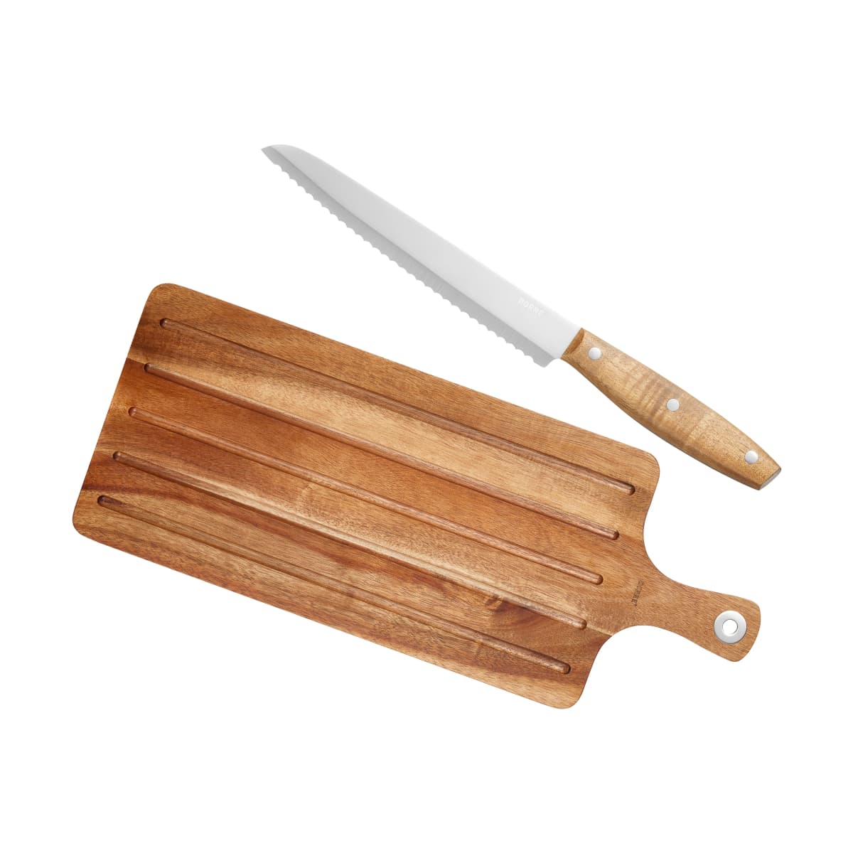 Billy brødkniv og skjærefjøl 2 deler, Akacia-rustfritt stål