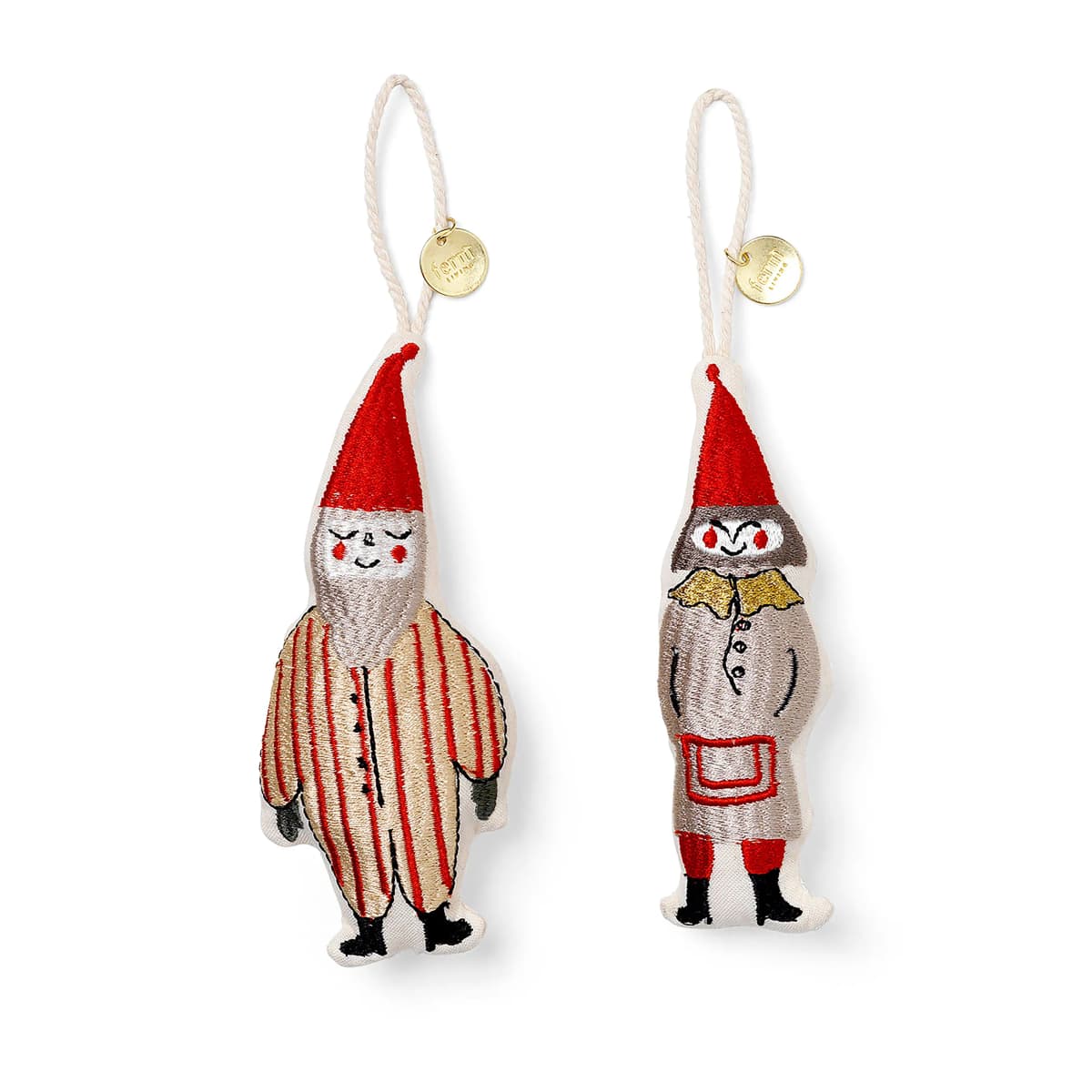 Elf pair juletrepynt 13,5 cm 2-pakning, Striped