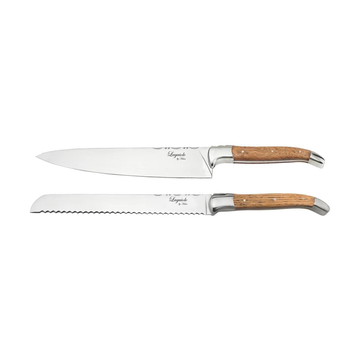 Laguiole By Hâws brød- & kokkeknivsett 2-deler, Oak