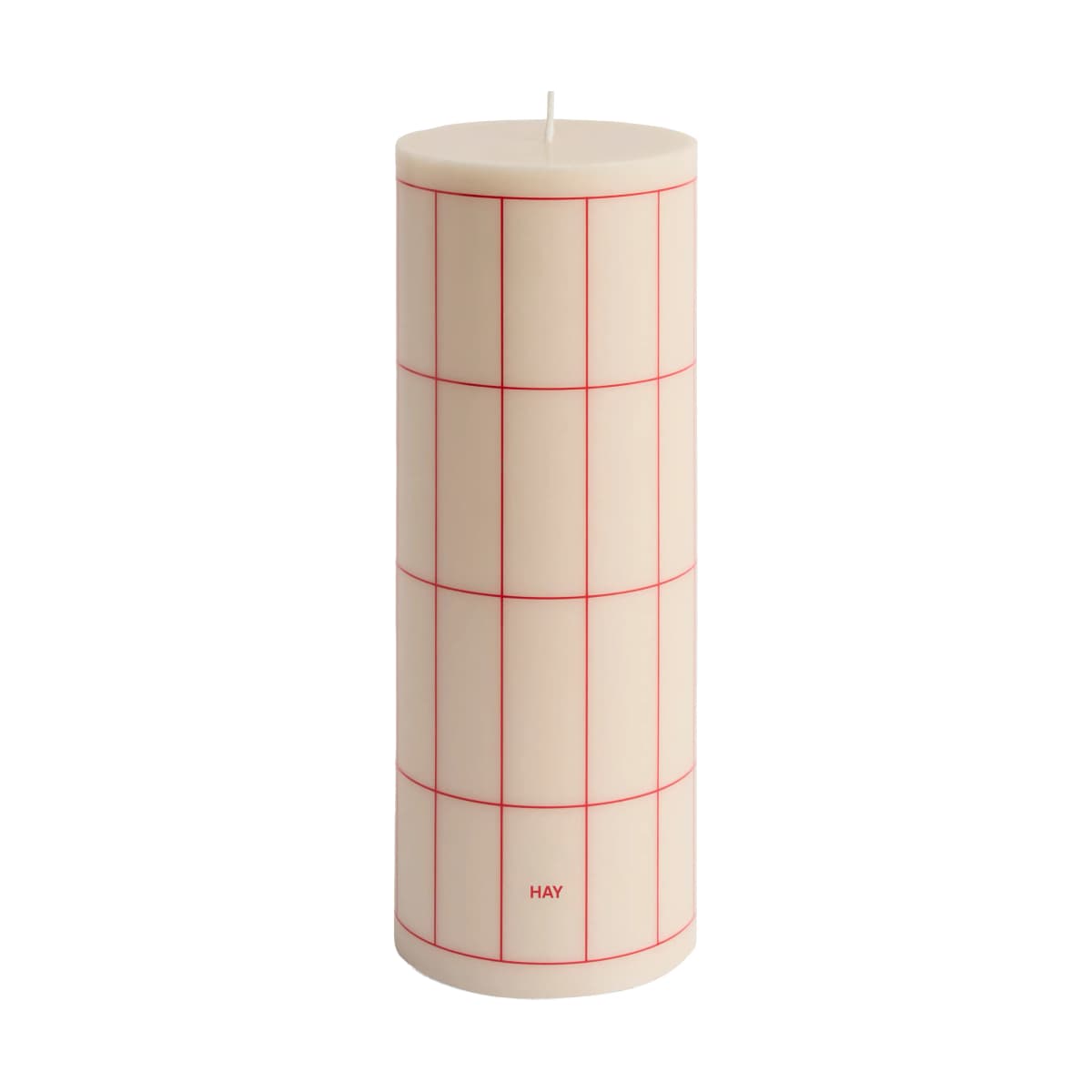 Column Candle kubbelys large 25 cm, Off white-red grid check