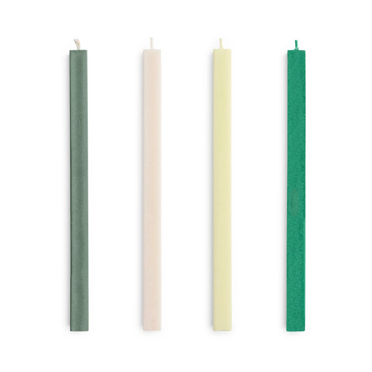 Square Candle lys mix 4-pack, Greens-whites