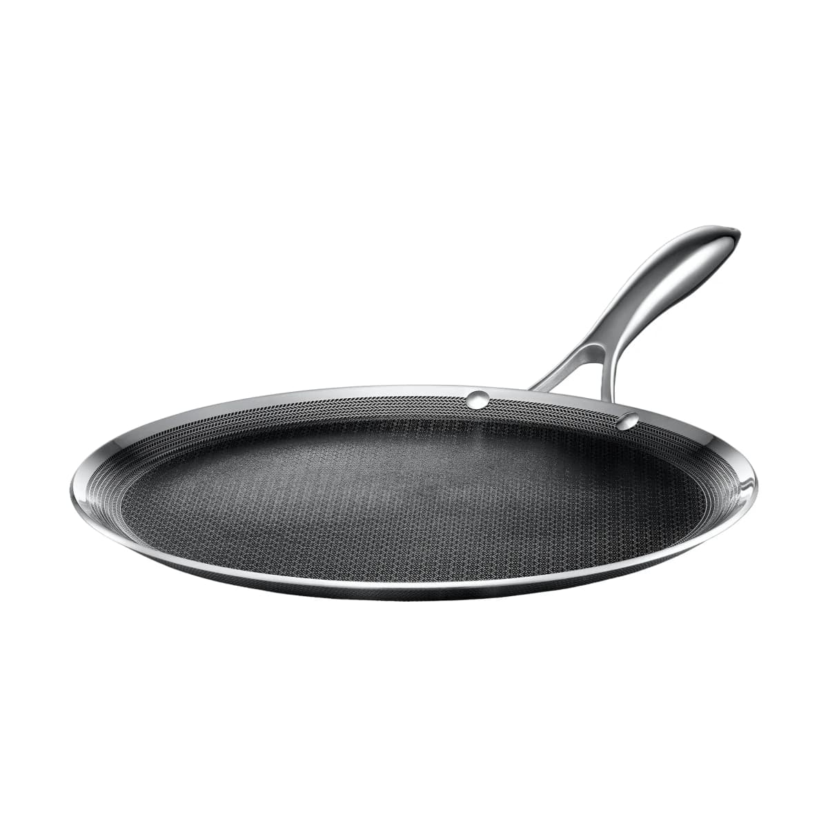 Hexclad stekeplate hybrid Ø30 cm, Rustfritt stål-sort