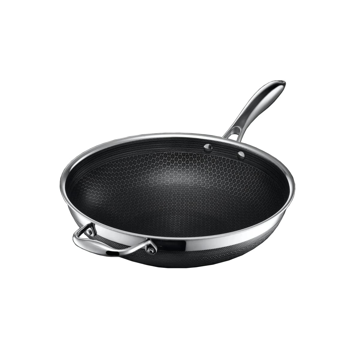 Hexclad wokpanne hybrid Ø30 cm, Rustfritt stål-sort