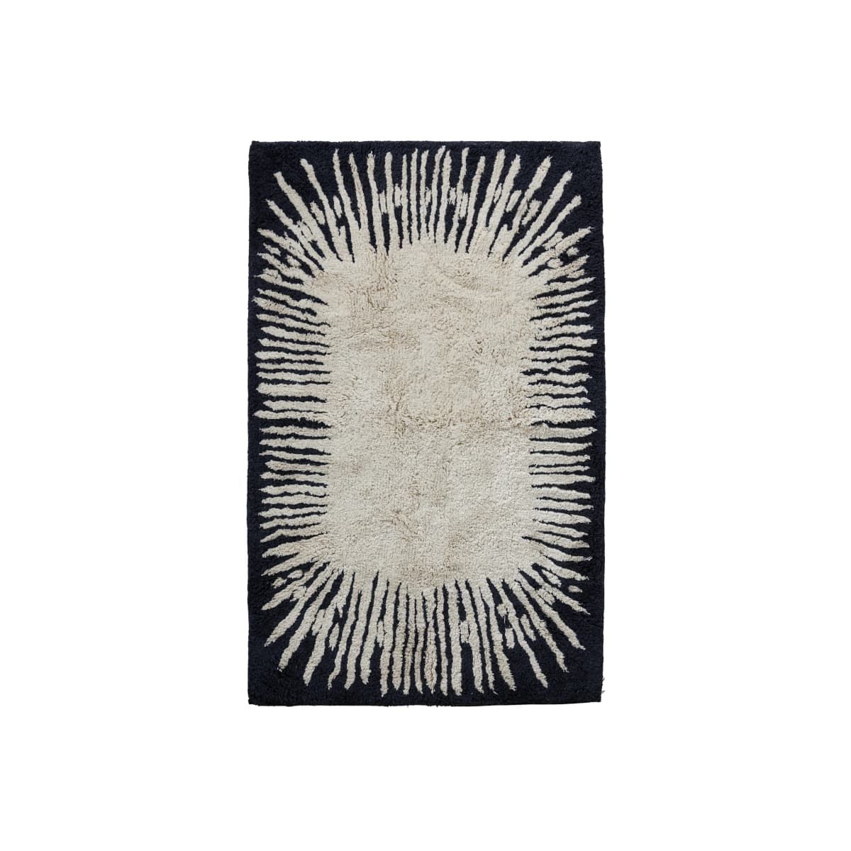 Monokrom baderomsmatte 75x120 cm, Svart-cream