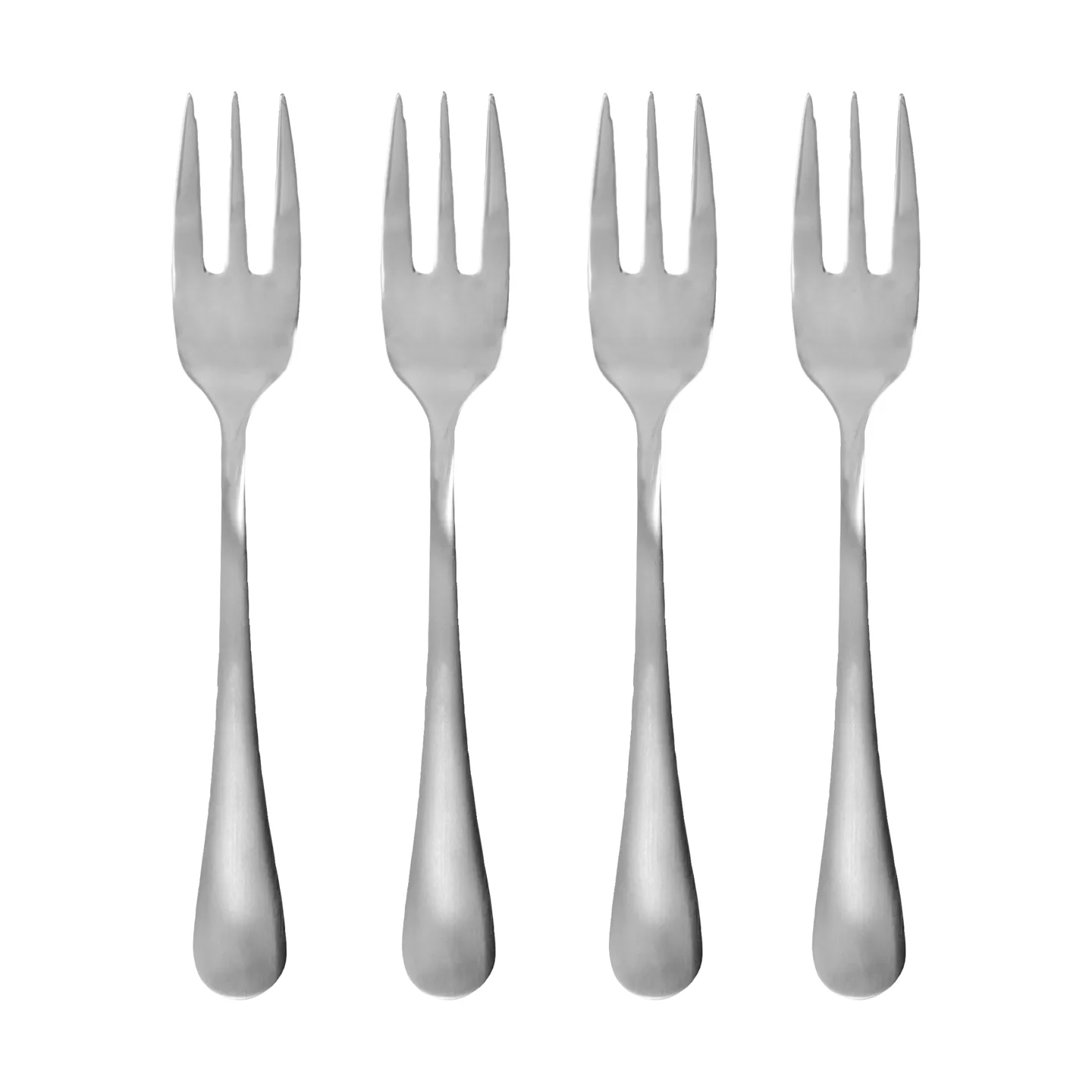 Brush dessertgaffel 4-pakning, Silver finish