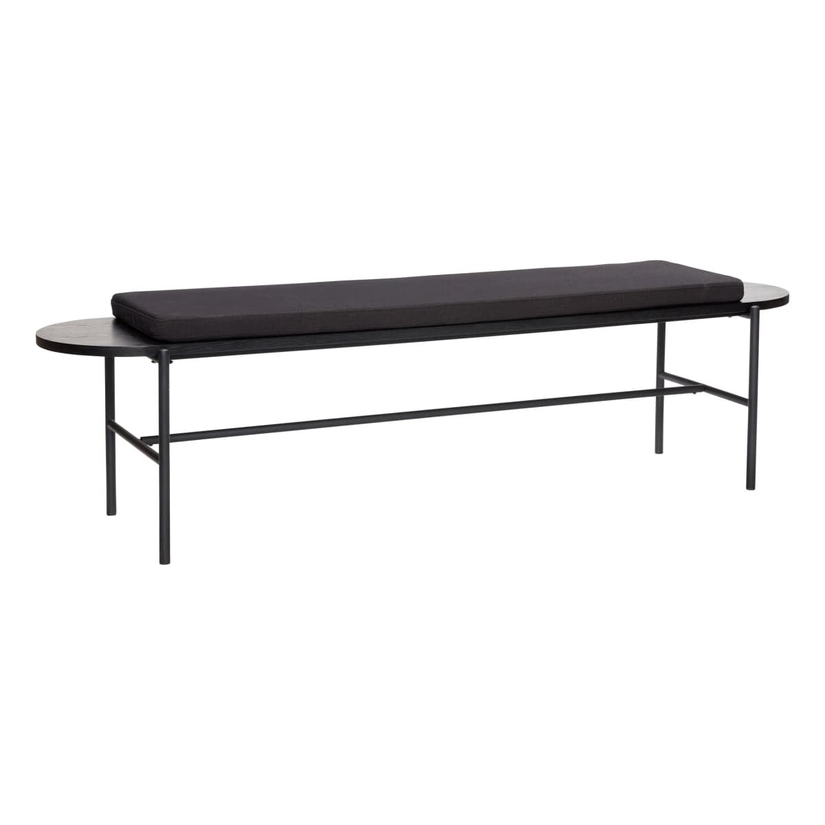 Benk med pute 45x180 cm, Svart
