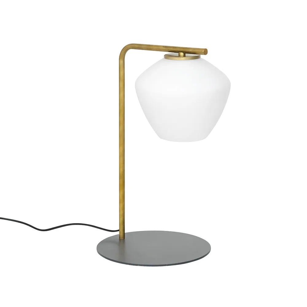 DK bordlampe, ubehandlet messing/matt hvit