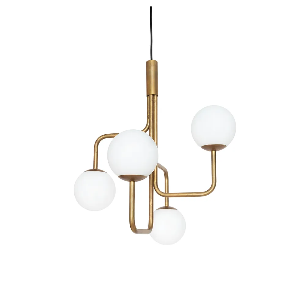 Strapatz pendel globe Ø57,5 cm, Ubehandlet messing-opal