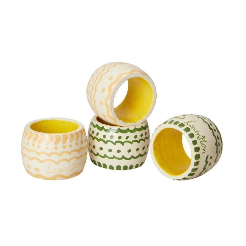 Easter Ring in Wood serviettring 4-pack, Green-yellow