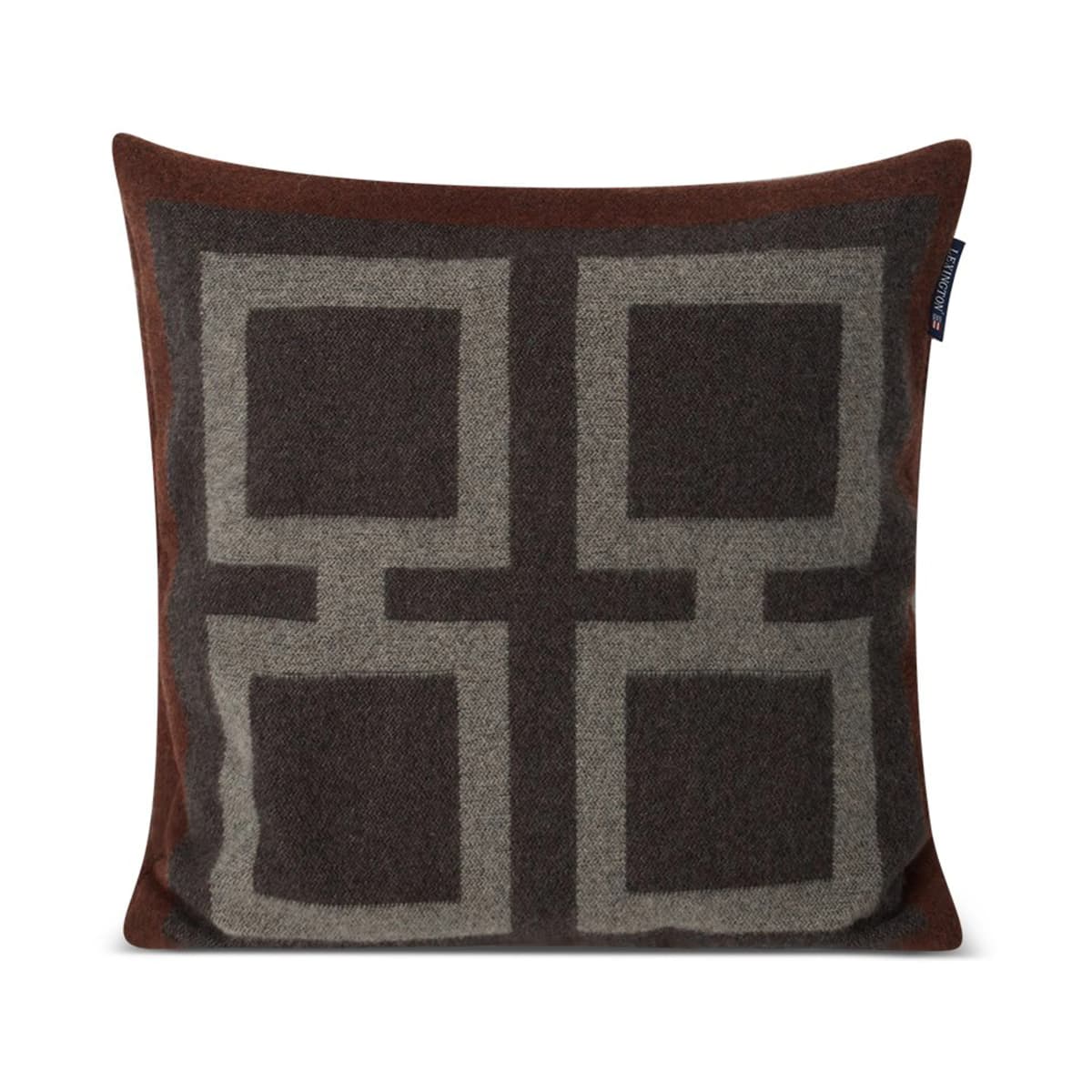 Graphic Recycled Wool putetrekk 50 x 50 cm, Dark gray-white-brown