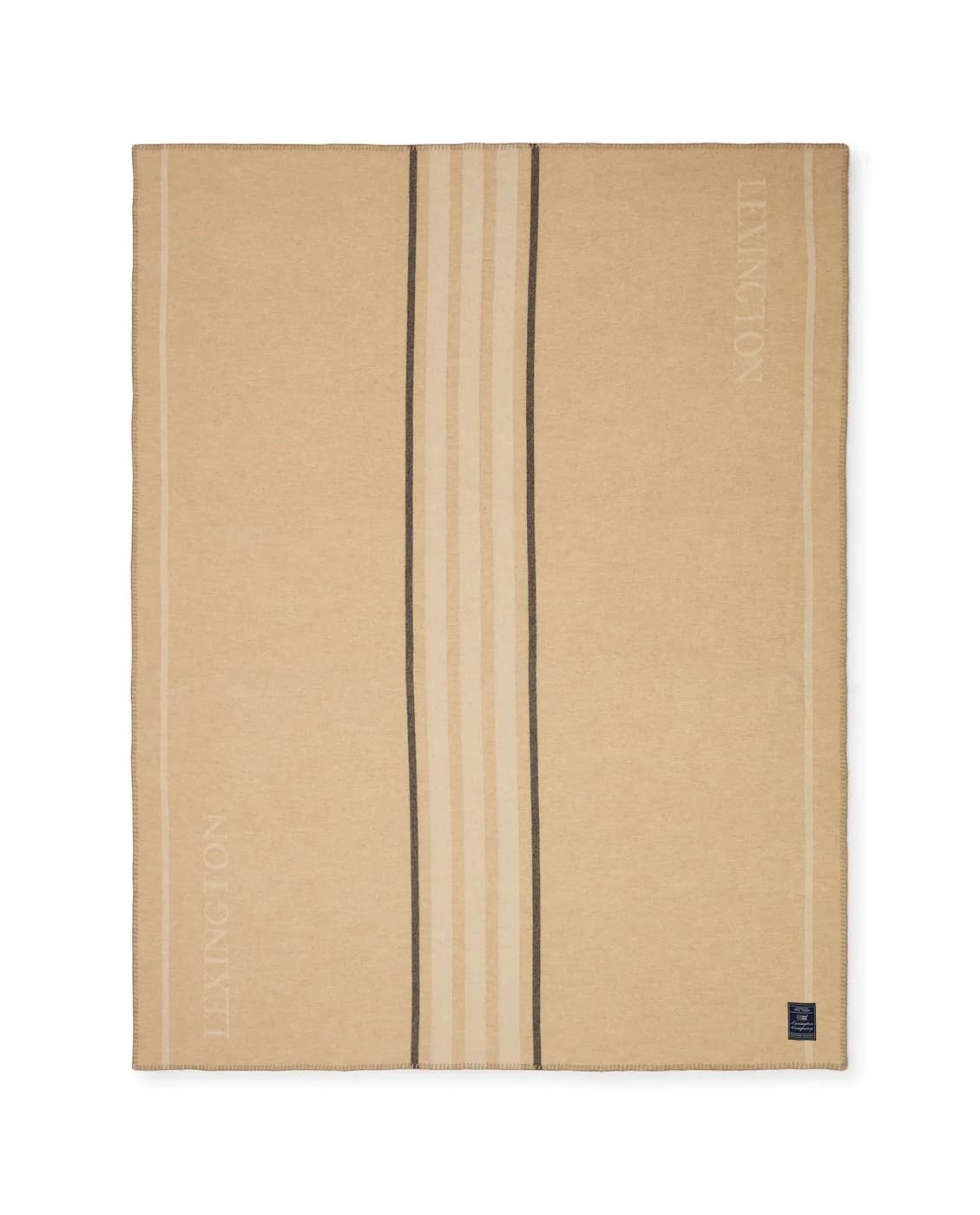 Stripet pledd Gjenbrukt Ull/Kasjmir, Beige