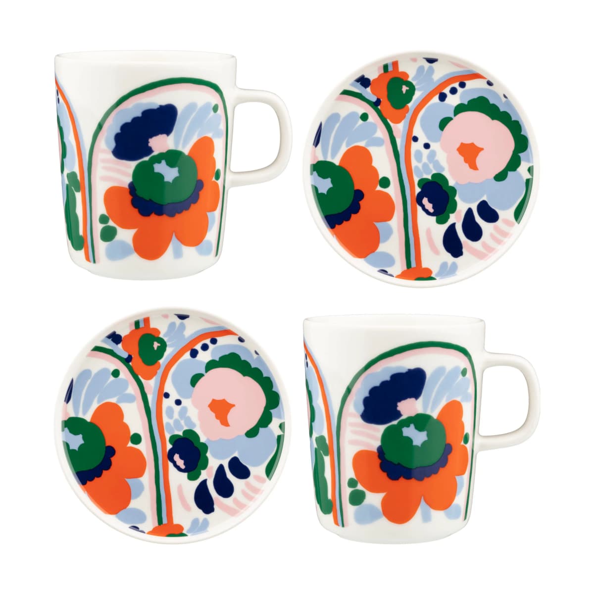 Karuselli servise 4 deler, White-orange-blue-emerald