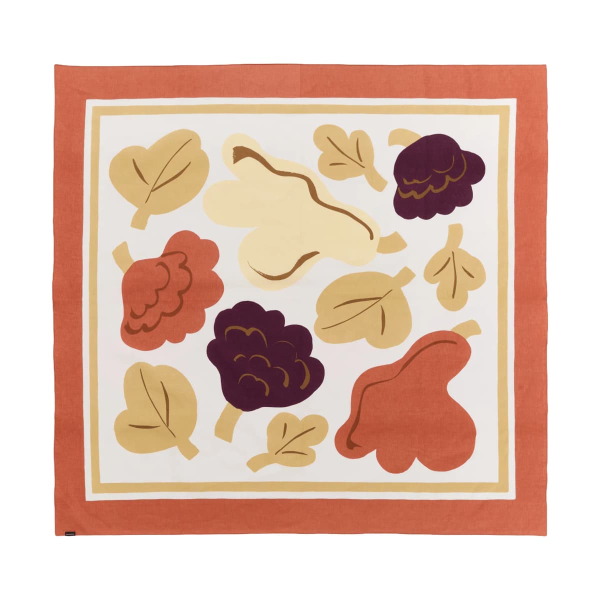 Kukasta Kukkaan duk, White-terrac-ochre-plum, 140x140 cm