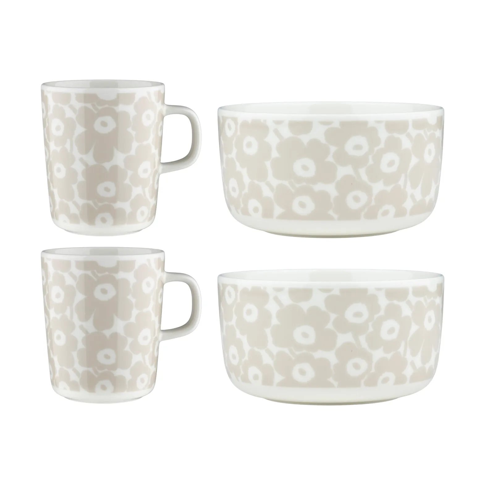 Pikkuinen Unikko frokostsett 4 deler, White-straw