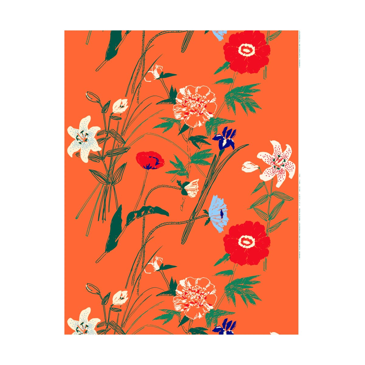 Puutarhakutsut bomullsstoff, Oransje