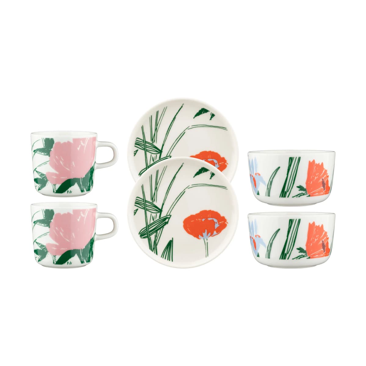 Puutarhakutsut servisesett 6 deler, White-green-orange