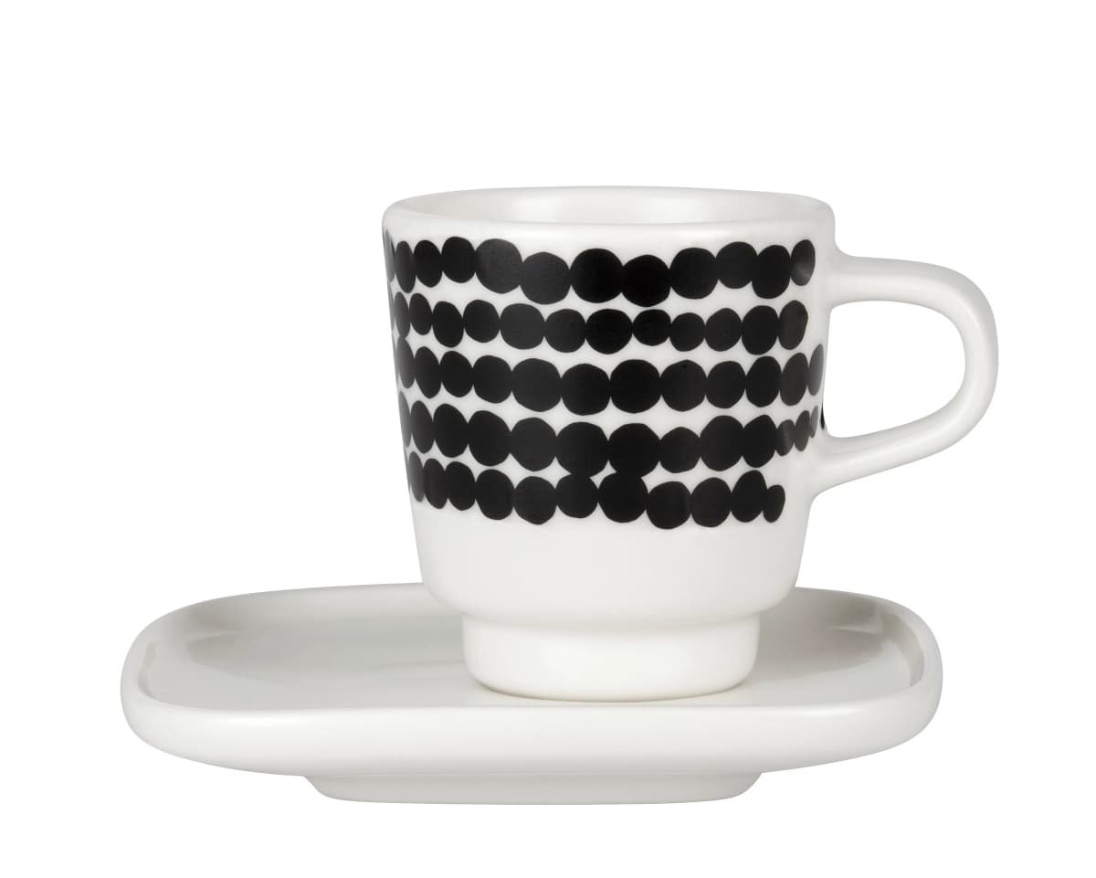 Räsymatto espressokopp, svart-hvit