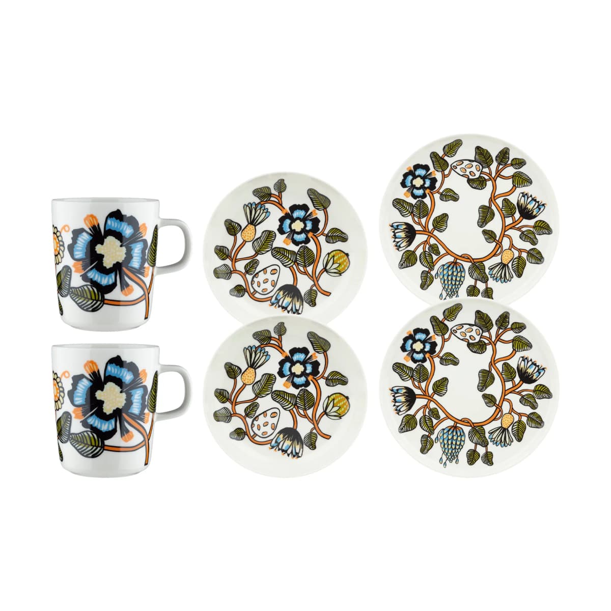 Tiara middagssett 6 deler, White-warm orange-green