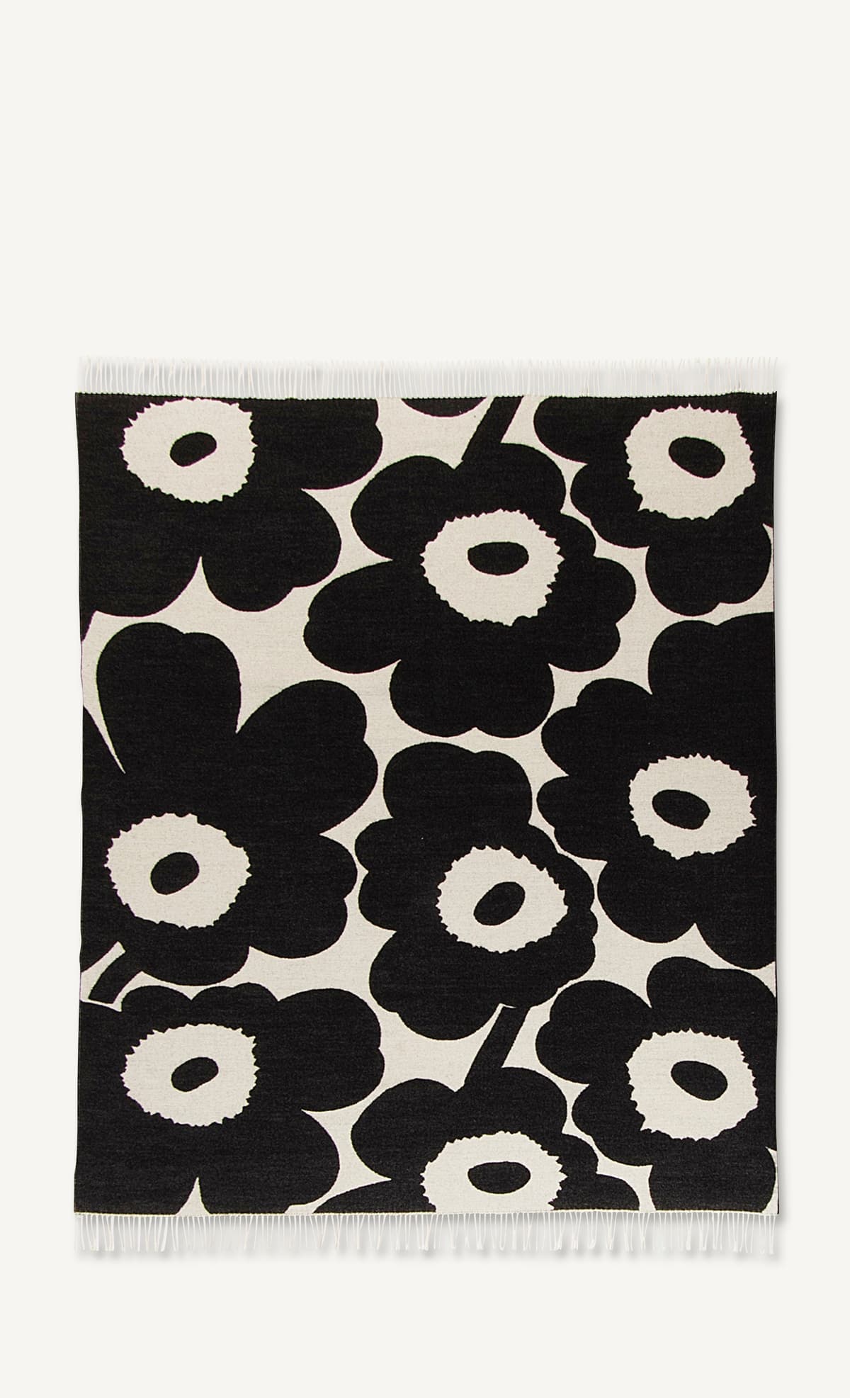Unikko pledd 130x180 cm, Hvit-svart