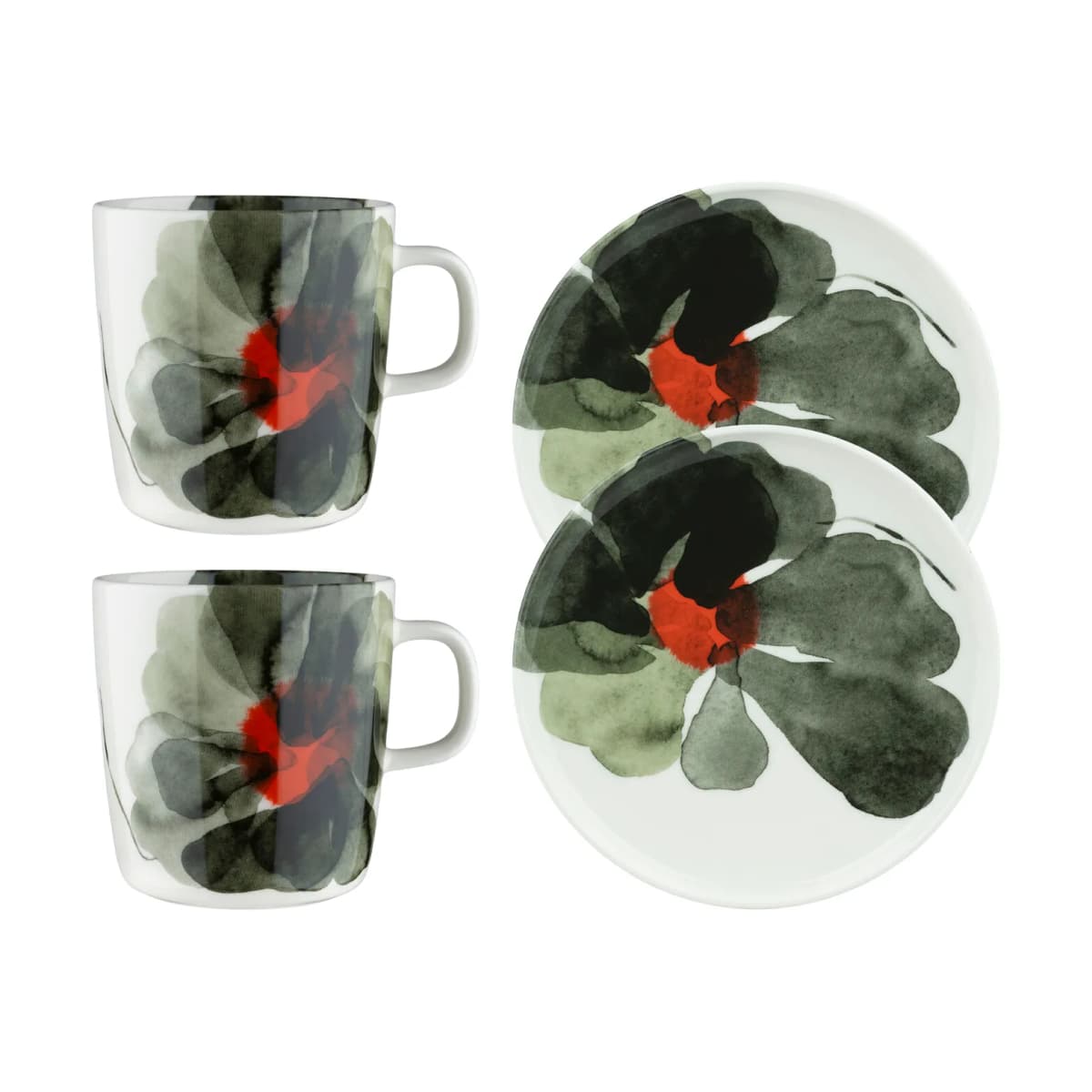 Valssi frokostsett 4 deler, White-forest green-tomato red