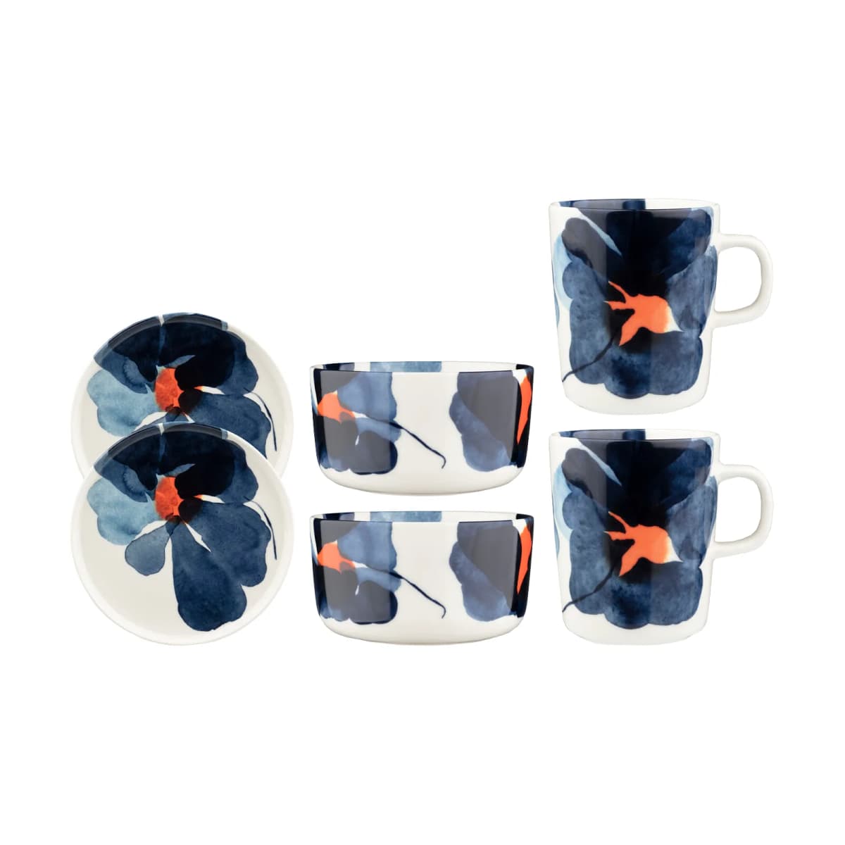 Valssi frokostsett 6 deler, White-dark blue-orange