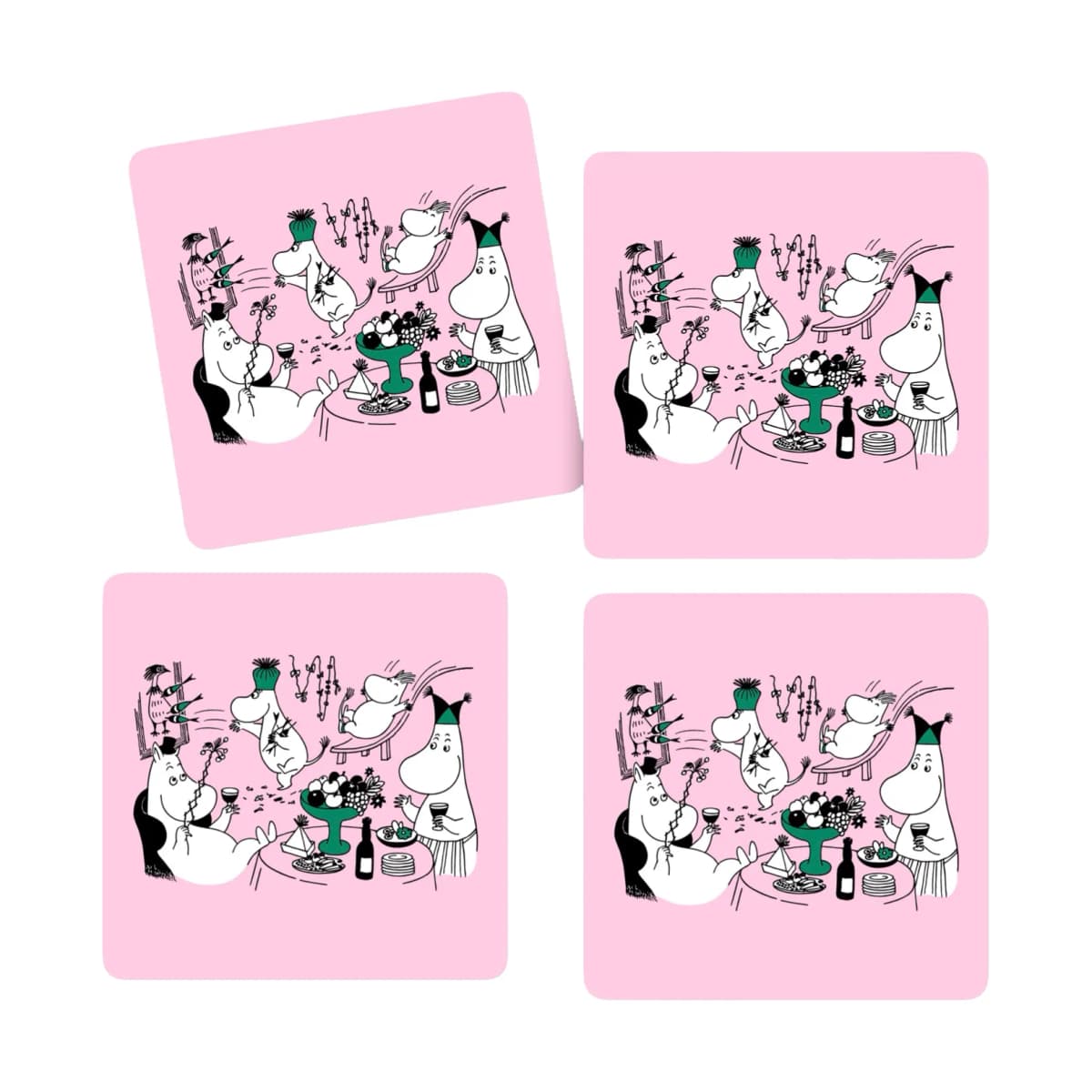 Moomin 80 glassbrikker 9x9 cm 4-pack, Rosa