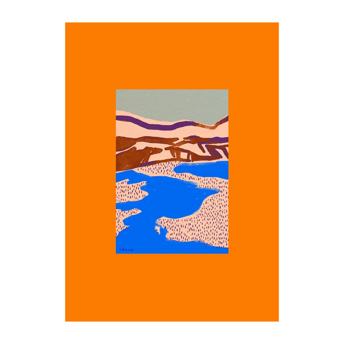 Orange Landscape plakat, 30 x 40 cm