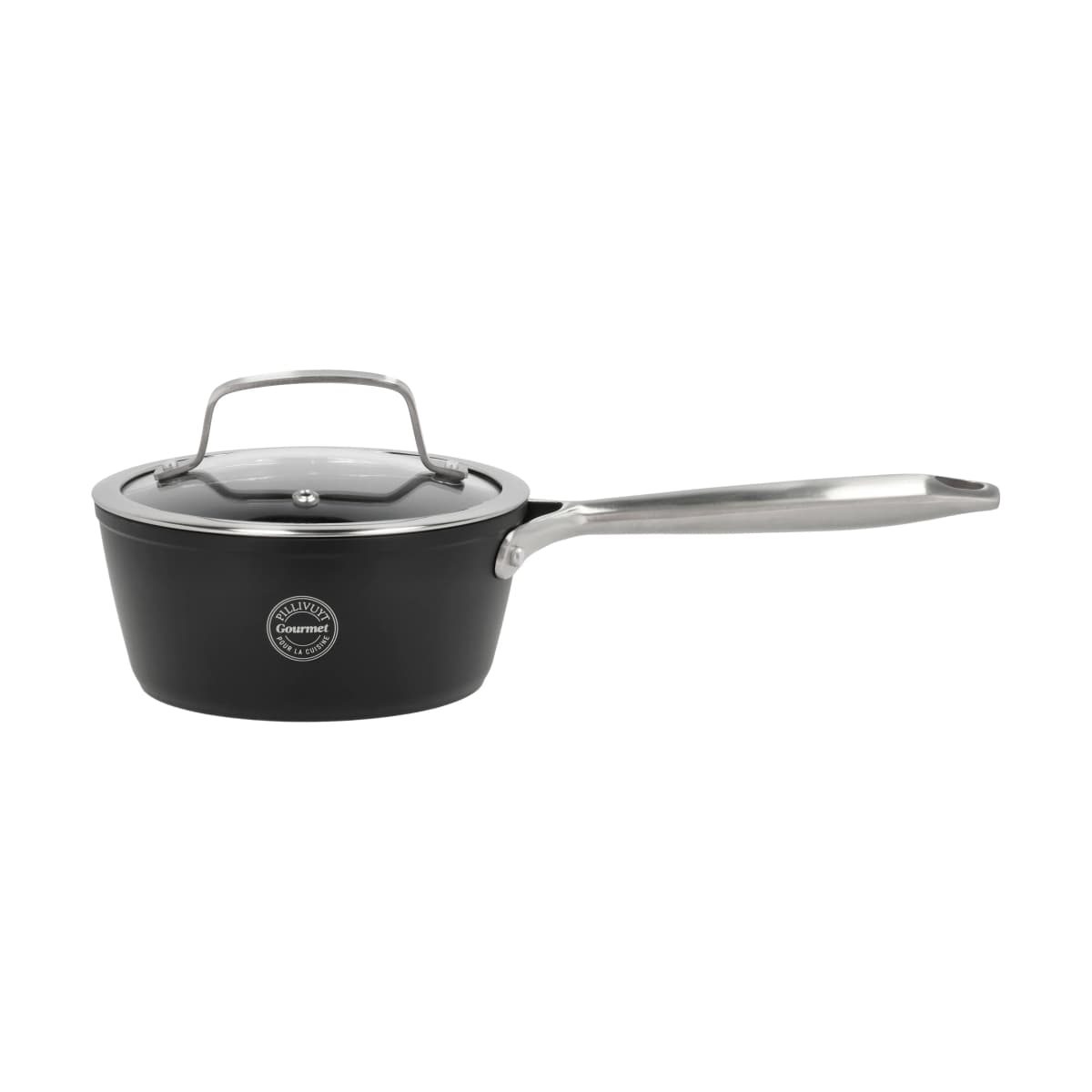 Travo kasserolle med glasslokk 1,3 l, Svart-aluminium