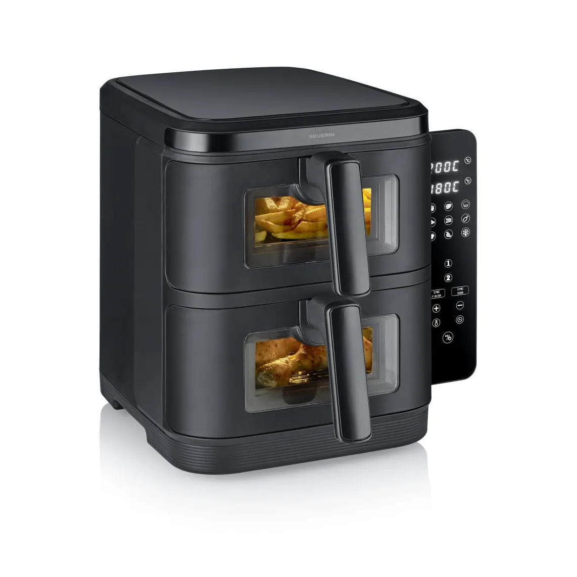 Severin Air-Fryer S-Fry Duo Stack FR 2468, Black
