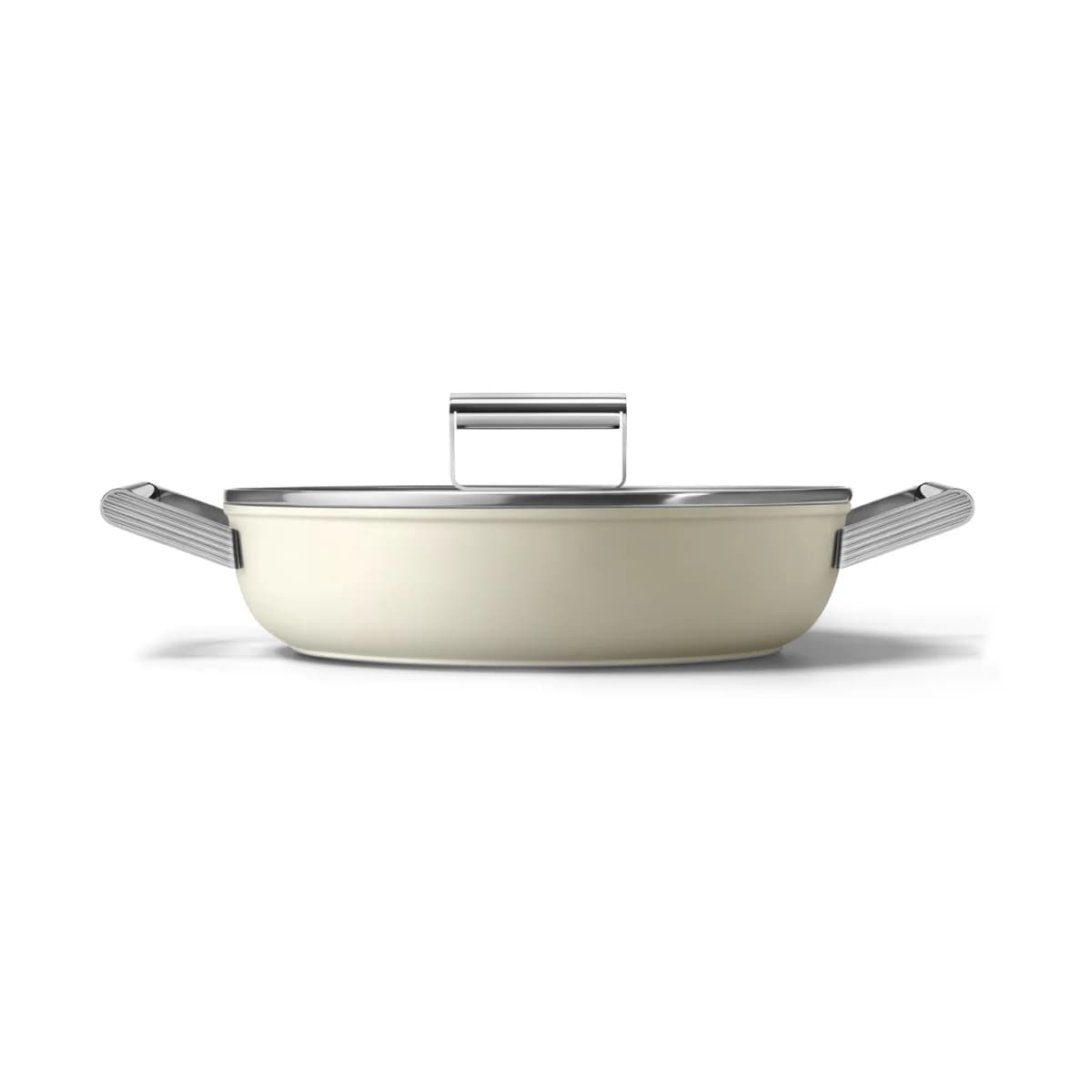 Smeg 50's style keramisk traktørpanne med lokk Ø28 cm, Cream