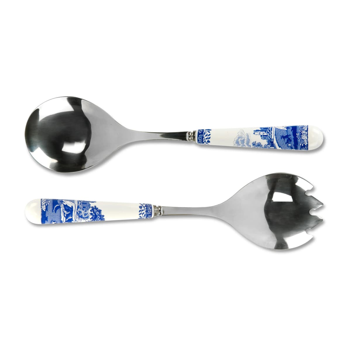 Blue Italian salatbestikk 2 deler, Keramikk-rustfritt stål