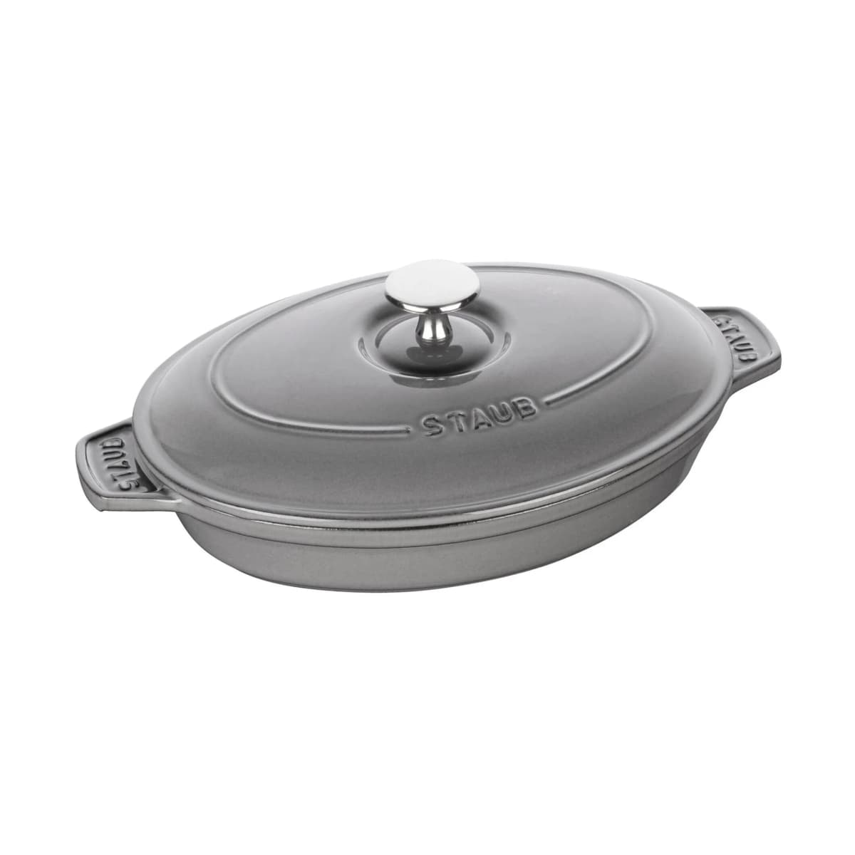 Staub ovnsform støpejern med lokk oval 23 cm, Grafittgrå