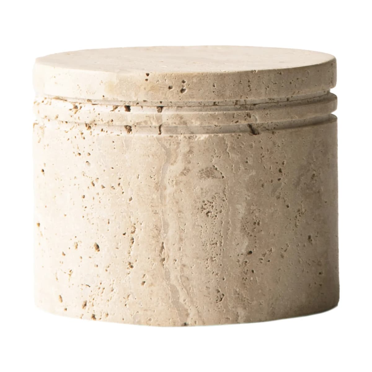 Travertine boks med lokk, Ø 13 cm