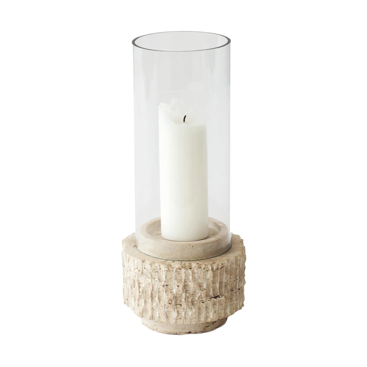 Travertine lysholder, 30 cm