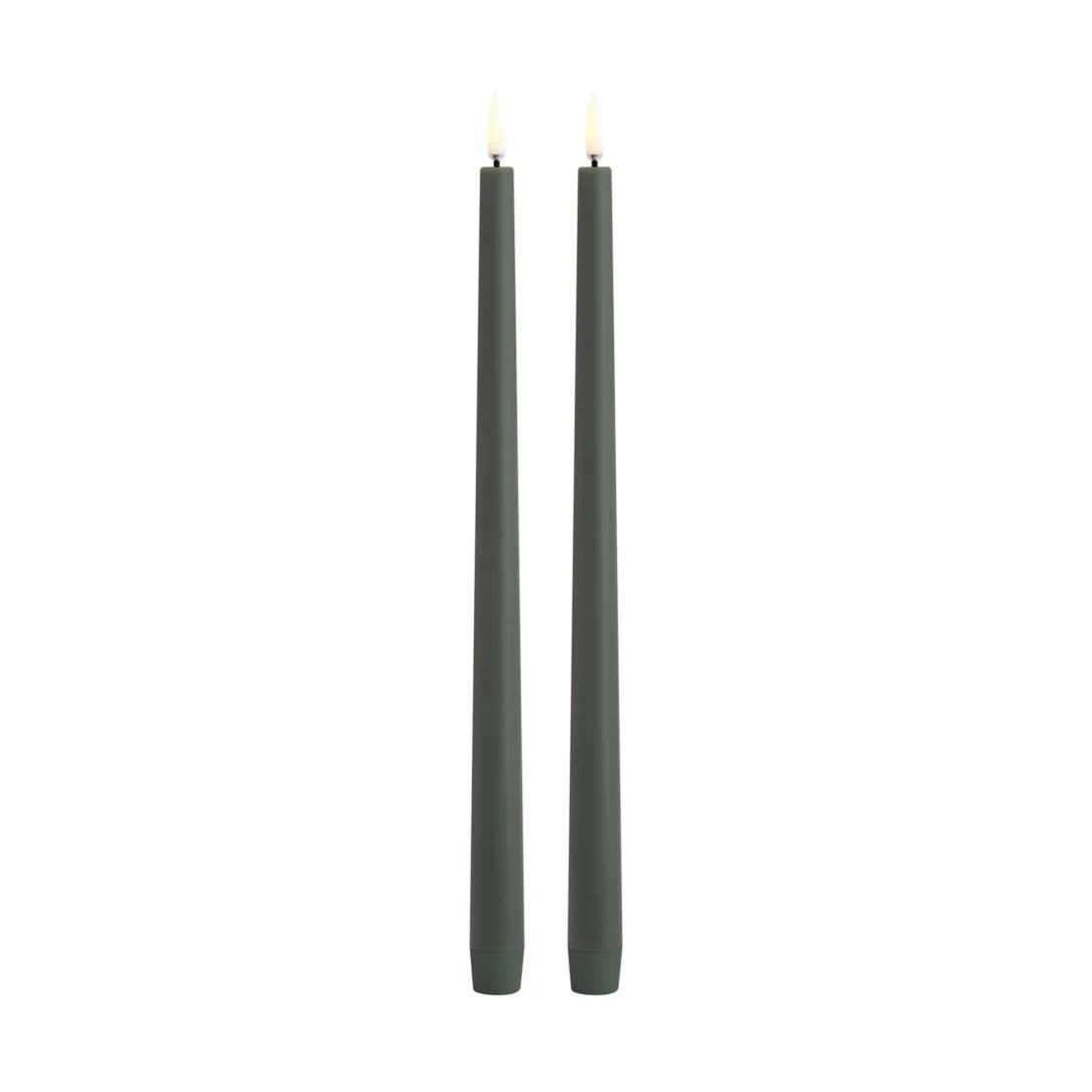 LED Kronelys Slim 2-pakning Ø2,3x32 cm, Olivengrønn