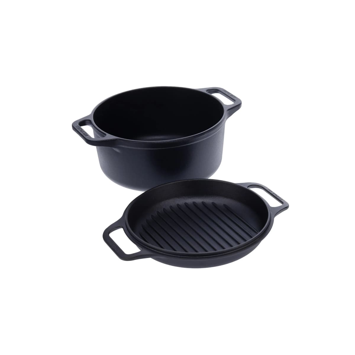 Combo Cooker støpejernsgryte-stekepannesett 2 deler, Svart