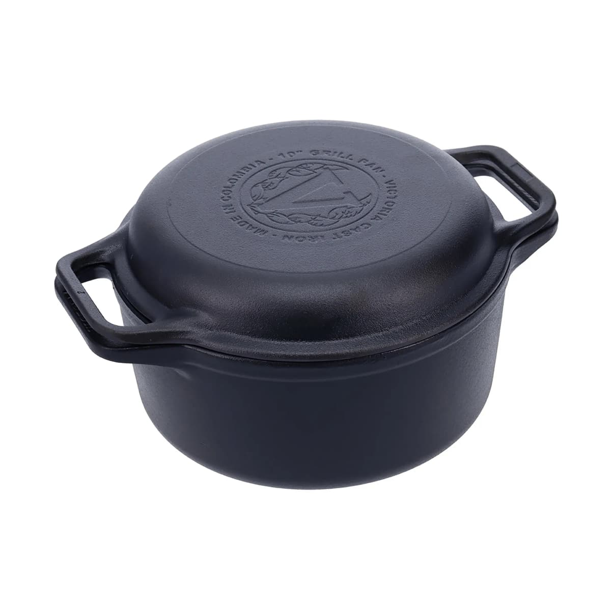 Gryte og grillpanne støpejern pre-seasoned, 2 deler