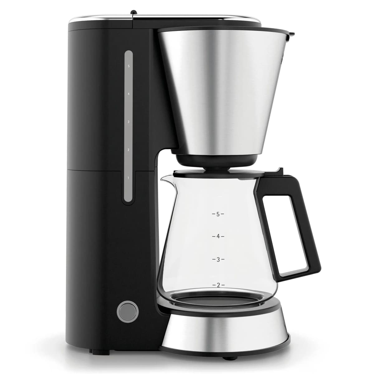 Kitchenminis kaffetrakter glass 5 kopper, Svart-sølv