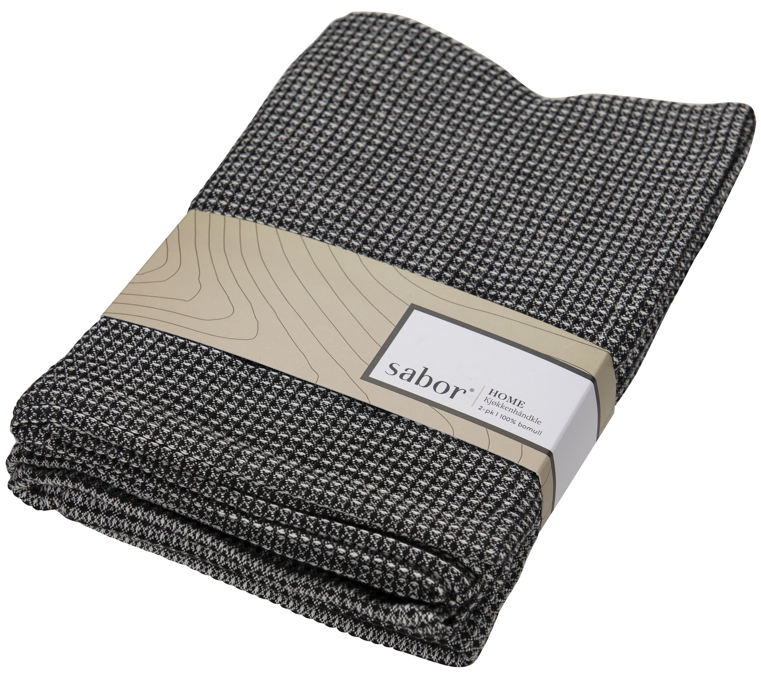 Kjøkkenhåndkle 2 pk svart, hvitt