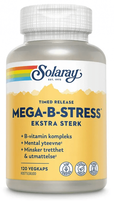 Solaray Mega-B-Stress ekstra sterk 120 kapsler