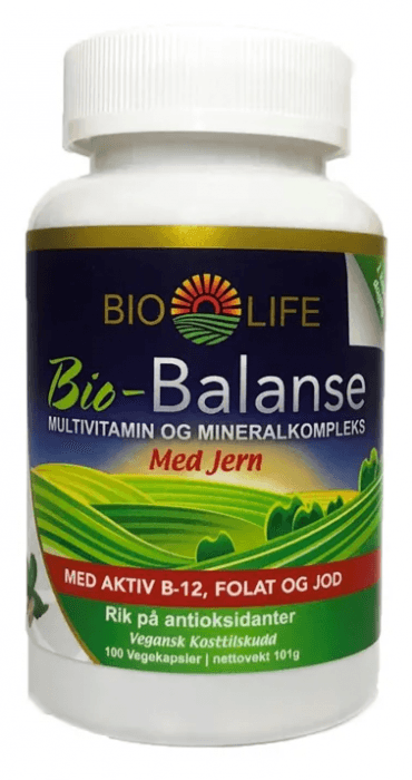 Bio-Life Bio-balanse Multivitamin med jern 100 kapsler