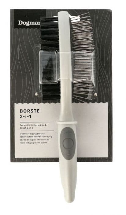 Dogman Børste 2-i-1 Grå M 22cm