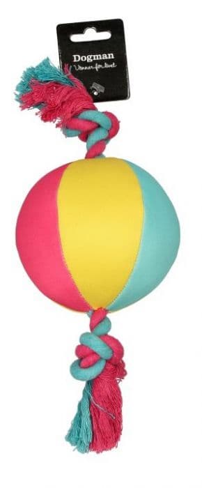 Dogman Leke Ball med tau flytende Flerfarget S 17,5cm