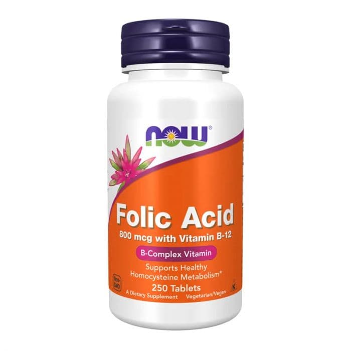 Now Folic Acid 800 mcg Vitamin B-12 250 Tabletter