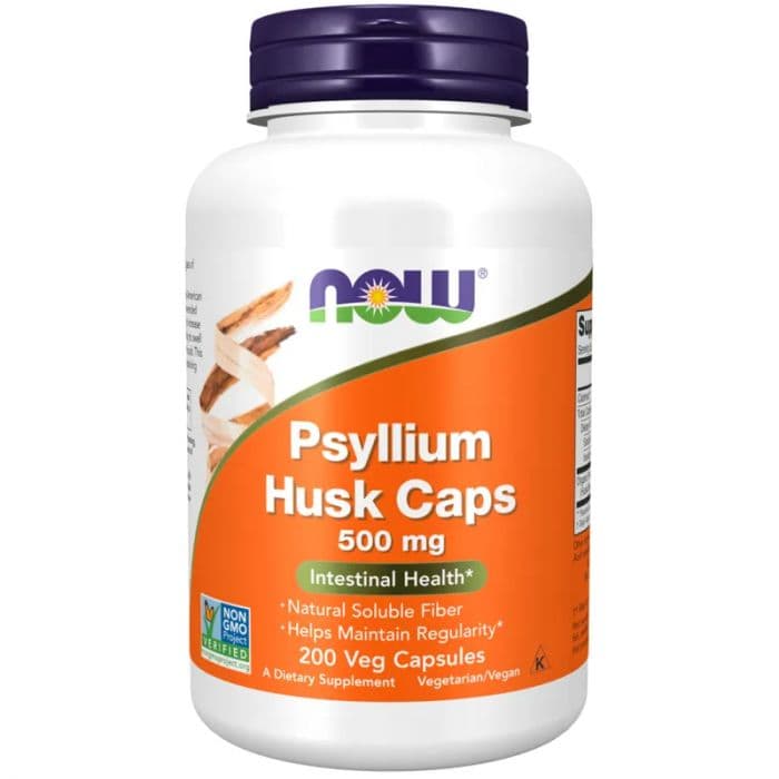 Now Psyllium Husk 500 mg 200 Kapsler
